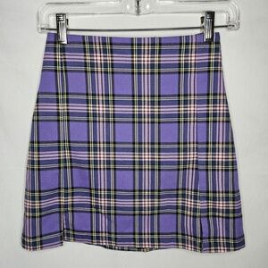 Womens Brandy Melville John Galt Purple Plaid Cara Skirt Sz S Preppy Grunge Goth